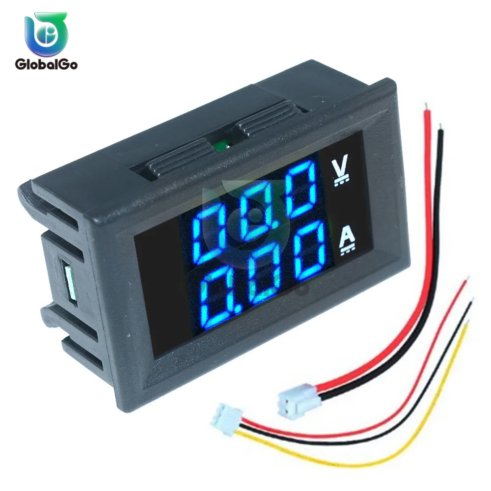 

3pcs/Lot Mini Digital Voltmeter Ammeter Amp Volt Voltage Current Meter Tester DC 100V 10A Dual LED Display Voltmeter 2pin Cable