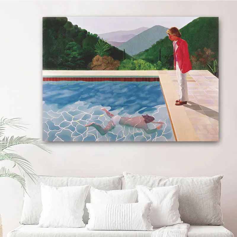 Poster Toile Mural David Hockney 40 X 60 Cm - Imprimé Résistant Aux UV, Imperméable, Anti-rayures - Déco Moderne Sans Cadre - Pour Salon, Bureau, Chambre