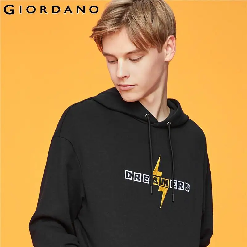 Giordano мужские свитшоты алфавит вышивка накладной карман Толстовка draeting Mediu толщина Sudadera Hombre 92099790