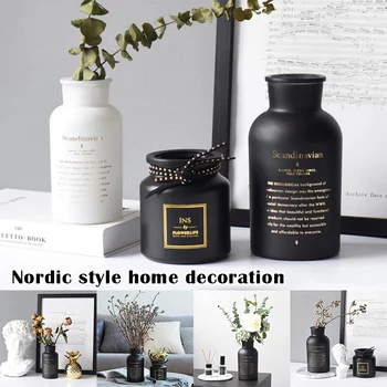 

Nordic Style Frosted Glass Vases Living Room Dining Table Floral Decoration Home Decoration J8