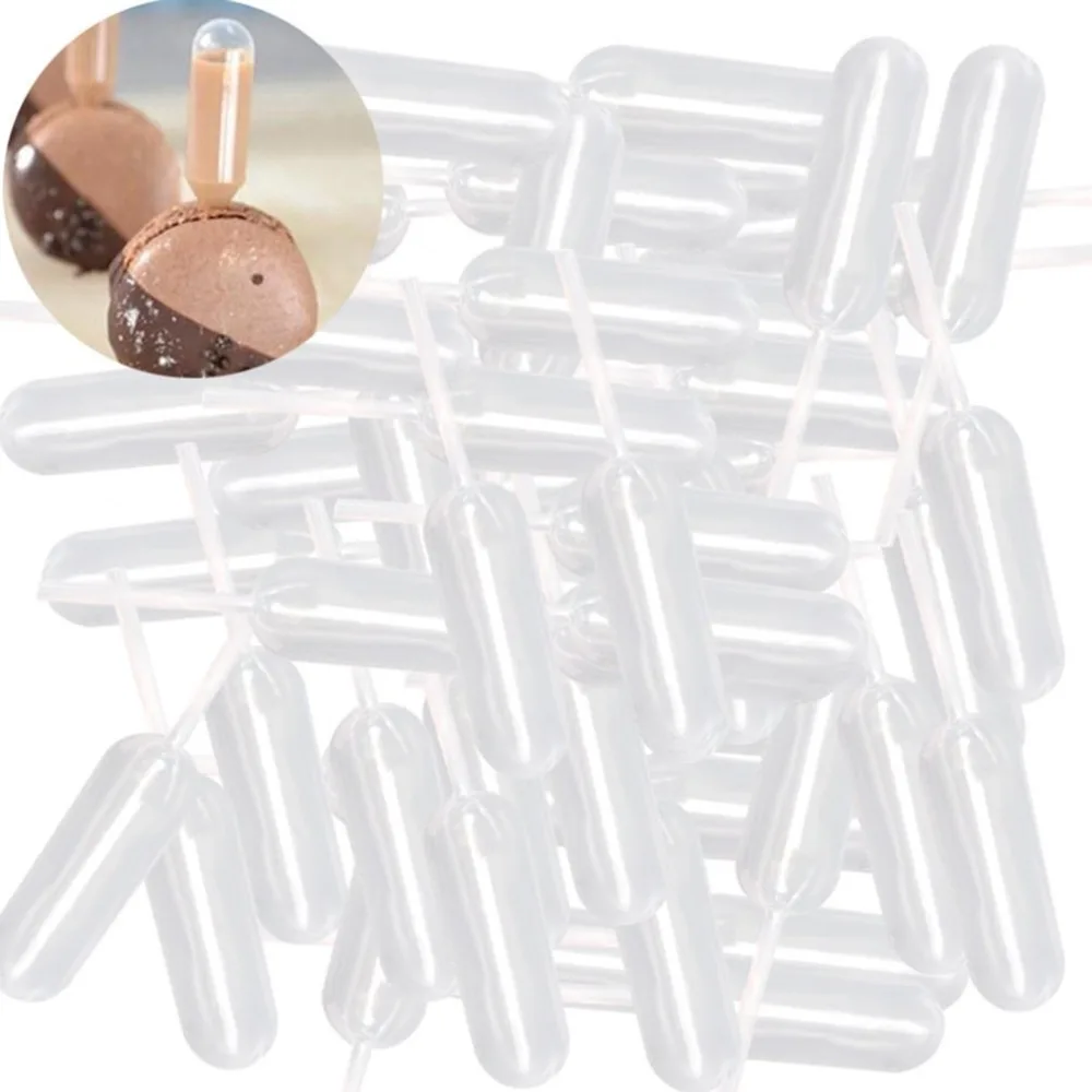 

50pcs/set 4ml Disposable Cupcake Cream Nozzle Baking Cooking Pipette Dropper 4ml Cake Ice Cream Transfer Pipettes Bakeware Sets