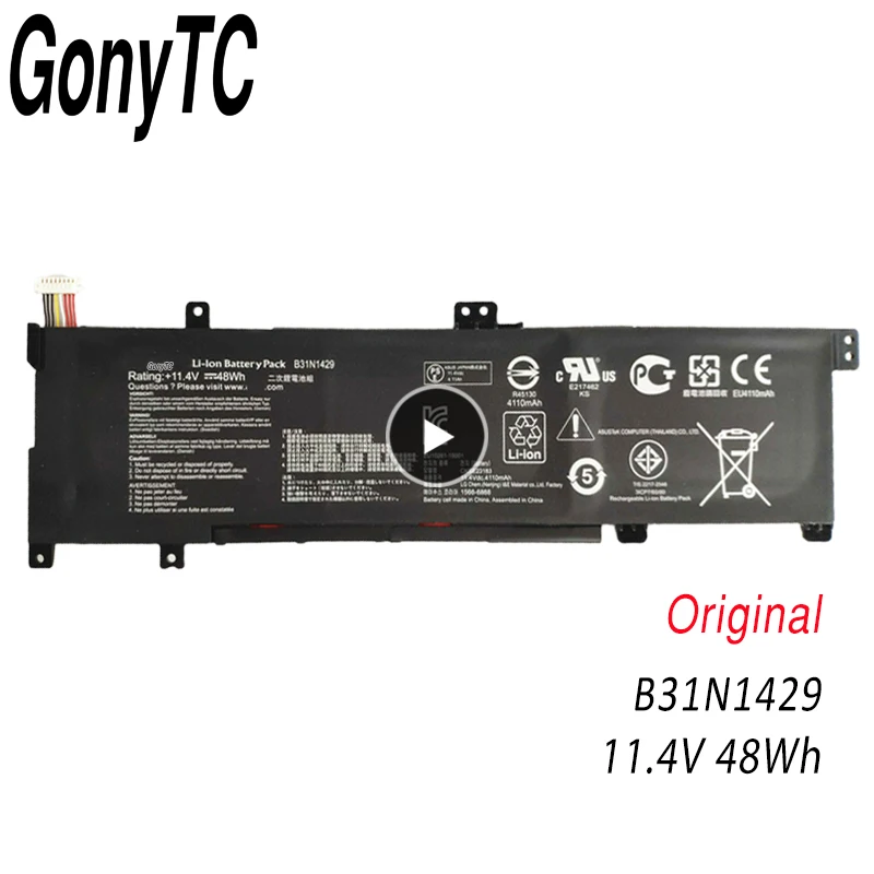 GONYTC B31N1429 Аккумулятор для ноутбука ASUS A501L A501LX A501LB5200 K501U K501UX K501UB K501LB K501LX 11 4 в 48 Вт/ч |