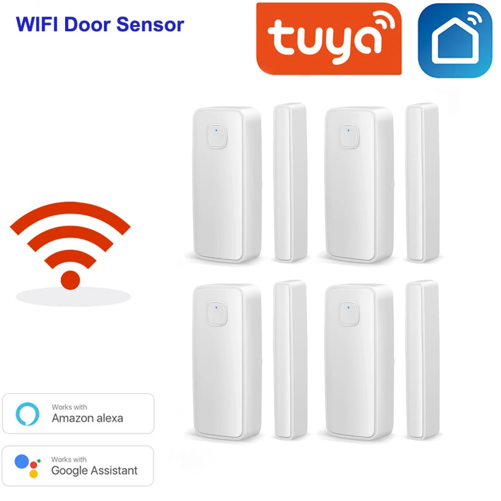 Смарт-датчик двери Tuya с Wi-Fi магнитный мини-детектор беспроводного подключения