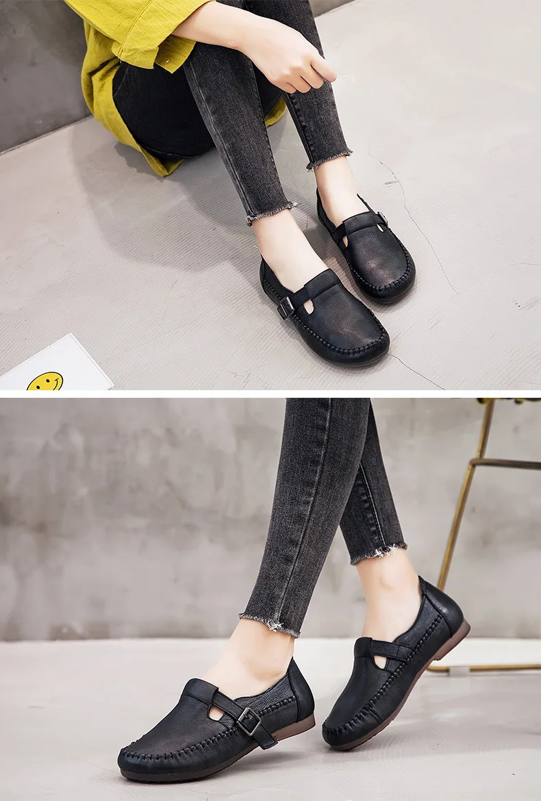 GKTINOO/Новинка года; женские оксфорды из натуральной кожи на плоской подошве; chaussures femme; повседневная женская обувь ручной работы в стиле ретро без застежки