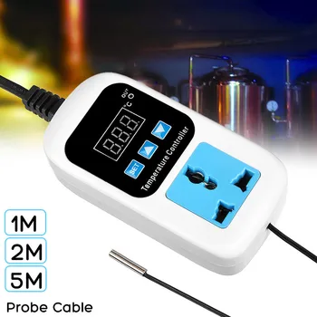 

AC 110-220V Digital Thermostat Regulator Temperature Controller Microcomputer Socket 1/2/5m Cable Outlet -50~110C + NTC Sensor