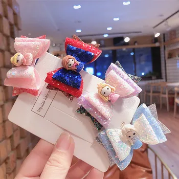 

Baby Girl Sequins Sweet Children Hairpins Colorful Shiny Barrettes Bow Hairclips Cartoon Clip Infant Hair Ornament Accessories