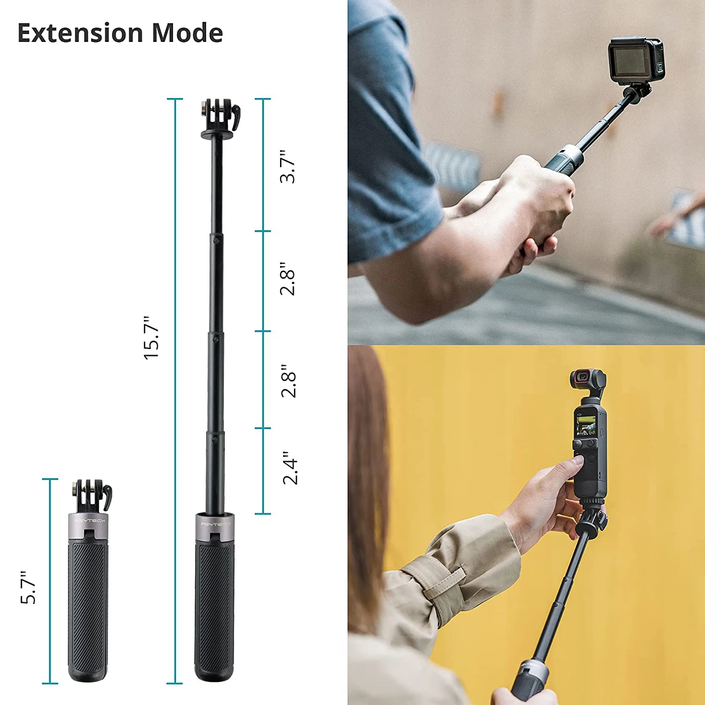 Parafuso de Extensão Pgytech Polvo Flexível Mini Tripé Estender 1 - 4 Screw Handheld Insta360 go 2 Osmo Ação Selfie Vara - Image 2