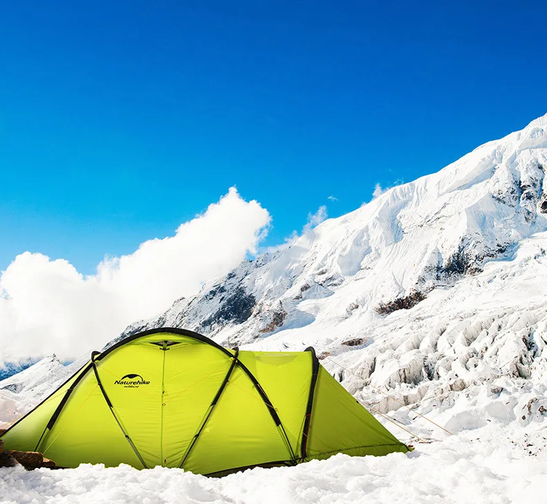 Naturehike зимний кемпинговый тент 2 человека Сверхлегкий лед дом 70d нейлон утолщение Палатка высокая горная Снежная поле сопротивление ветра