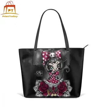 

Minnie Handbag Mini Mouse Top-handle Bags Teenage Pattern Leather Tote Bag Womens Trending High quality Oversized Women Handbags
