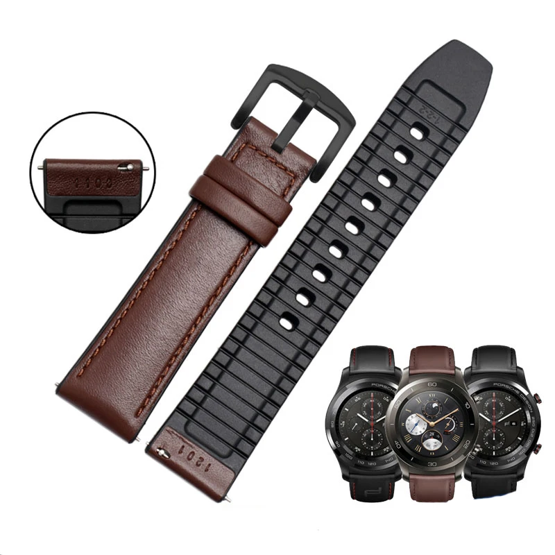 

22mm Genuine Leather Silicone Wrist Strap for Huawei Watch GT Watch Bands For Honor Magic Replacement Bracelet Band Smart Watch