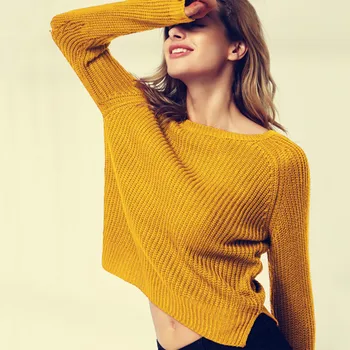 

Autumn winter women sweaters and pullovers korean style long sleeve casual crop sweater slim solid knitted jumpers sweater mujer