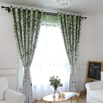 

GYC2248 Blackout Curtain For Living Room Leaves Birds Drapes Bedroom Kitchen Balcony Pastoral Fresh Sheer Window Decoration