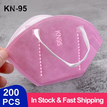 

Pink 200pcs ffp2 kn95 mask 5 layers filter reusable kn95 mask ffp2 mask personal safety breathable protective masque Mascarillas