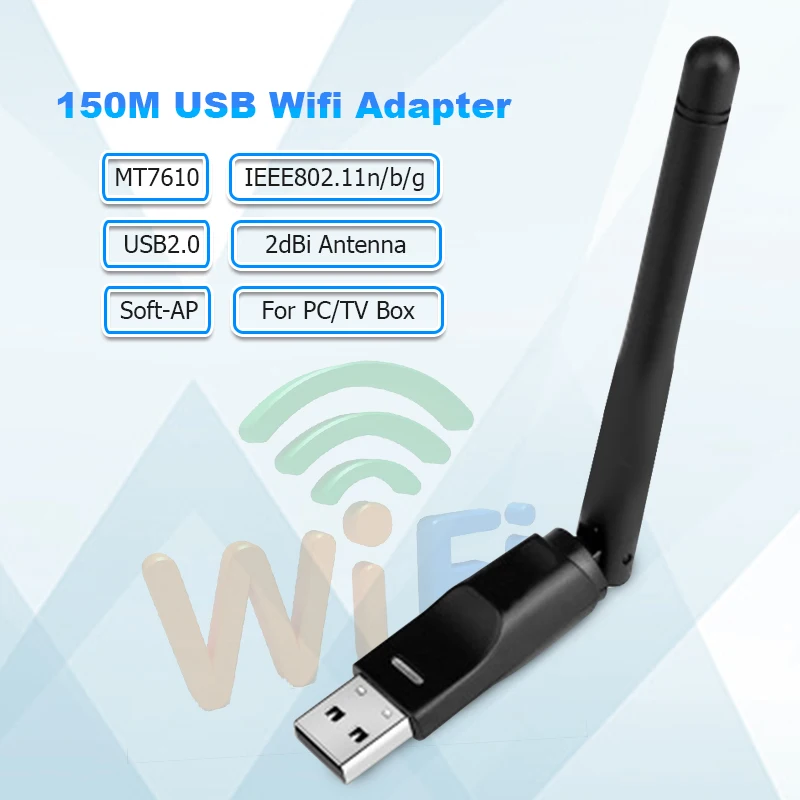 MT7610 USB адаптер антенны Wi-Fi 150 Мбит/с 2dBi адаптер антенны Wi-Fi беспроводная сетевая карта для настольного ноутбука ТВ коробка Прямая