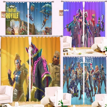 

Fortnites Window Curtain Kid Bedroom 3D Cartoon Curtains Game Printed Curtain Hangings for Living Room Office Home Decor Gift