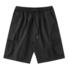 Летние камуфляжные карго х/Б мужские шорты черные военные шорты Hombre Bermuda Masculina мужская одежда эластичная талия CC50DK001