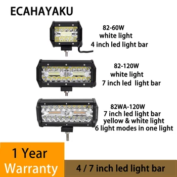 

ECAHAYAKU 4 7 inch LED work light Bar 60w 120w combo beam led bar for car ATV offroad light truck 4WD SUV 4x4 fog driving lights