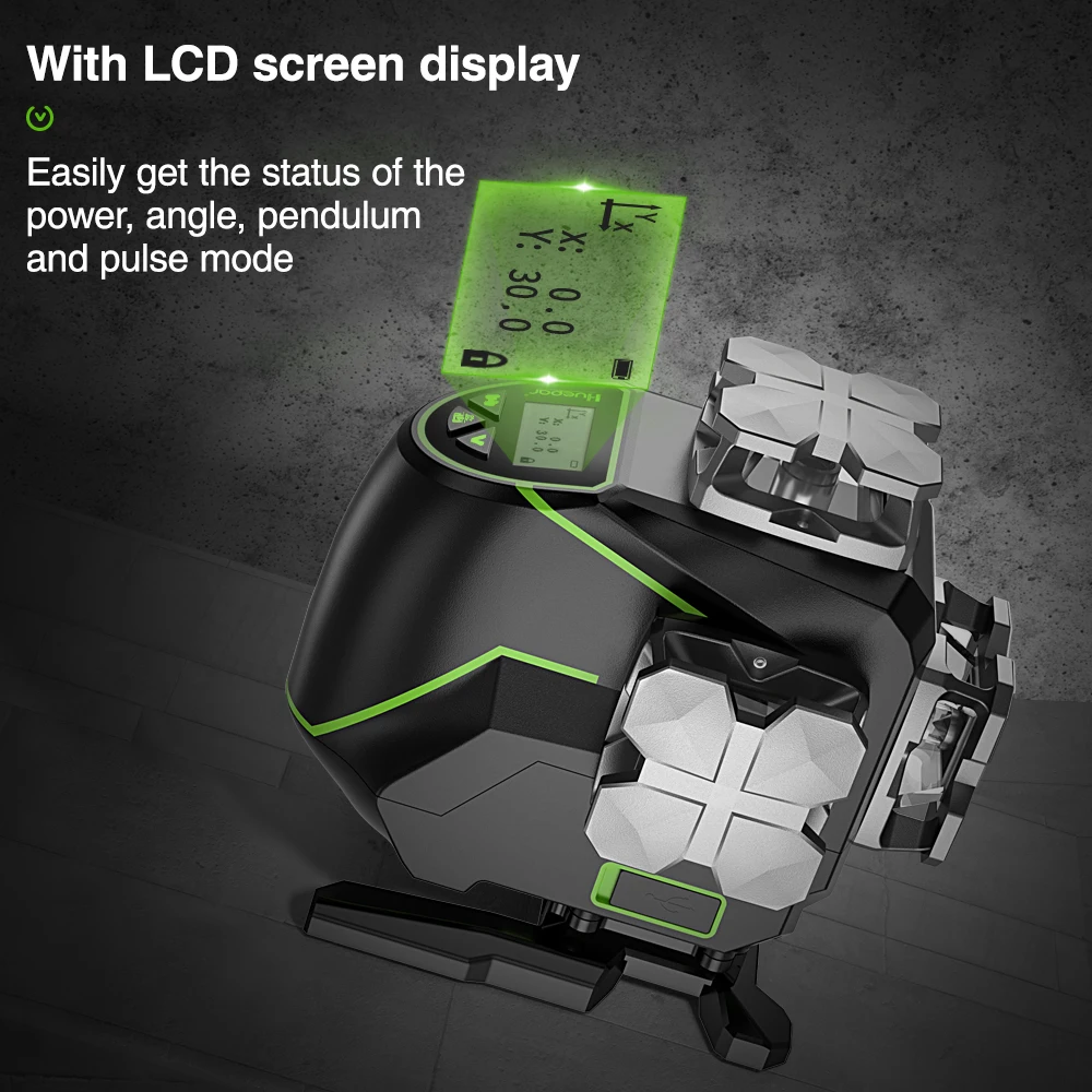 Laser Level 16 lines 4D Cross Line Bluetooth & Remote Control Green Beam