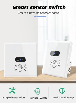 

PIR Motion Sensor Light Auto On/Off Detector Infrared Smart Wall Light Switch EU Standard Glass Screen Panel No Touch Needed