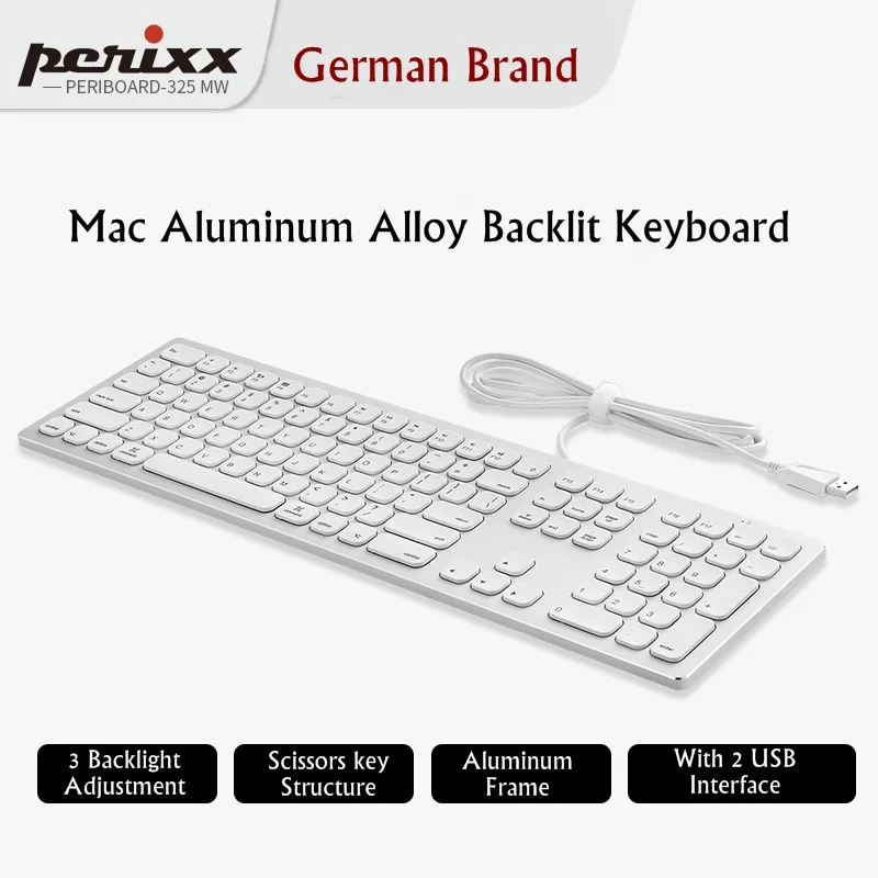 Perixx Periboard-325 Mac выделенный ультратонкий шоколадный USB Проводная мультимедийная