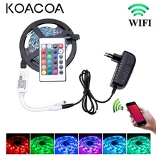 WiFi светодиодный светильник 5050 SMD RGB лента 5 м 10 м 15 м DC12V Гибкая RGB Светодиодная лента e лента Диод+ 24Key контроллер+ адаптер EU