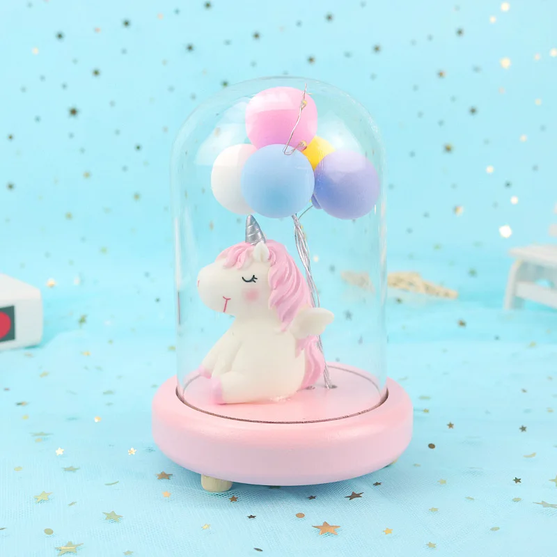 pink Милый единорог с воздушным шаром, Звездные ночники для спальни, прикроватная лампа для украшения дома, ночник для детей, Рождественский подарок на день рождения - Испускаемый цвет: pink