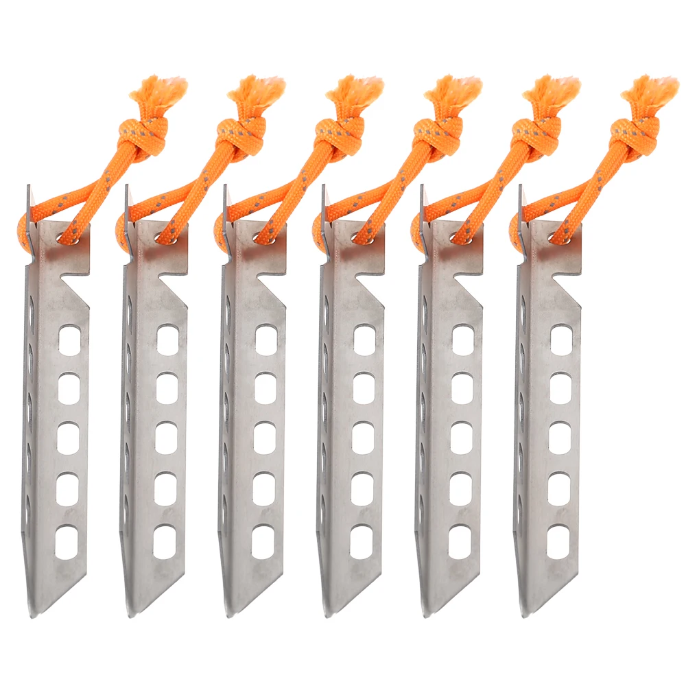 

6pcs/10pcs Titanium Tent Pegs V Shape Titanium Spike Outdoor Camping Tent Peg Nail Accessories Nail Stakes