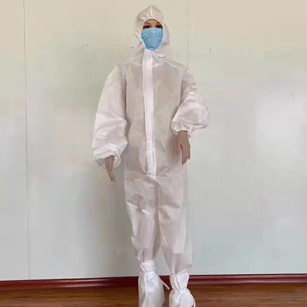 For 170cm/180cm Height Men Isolation Clothing Protective Disposable White Isolation Clothing Dustproof Antistatic Jumpsuit