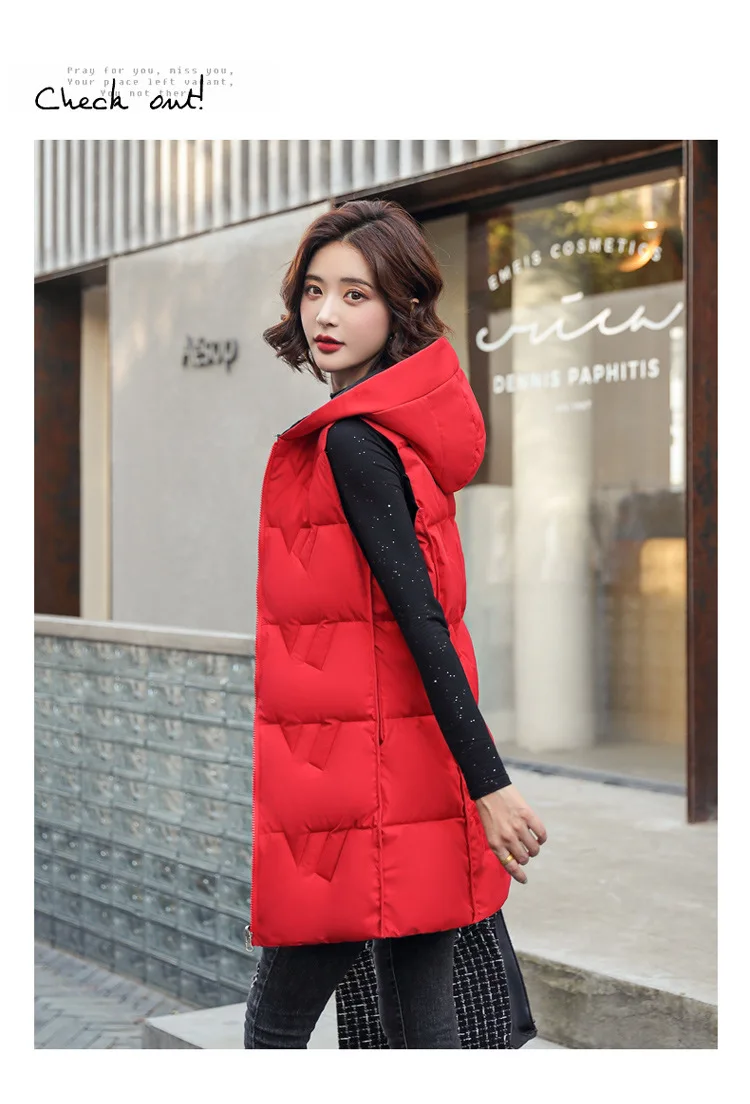 long green puffer coat Double Sided Sleeveless Hooded Long Vest Jacket Winter 2021 New Waistcoat Female Warm Cotton Vest Women Padded Coat Outerwear long down puffer coat