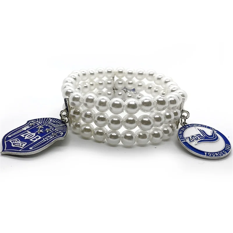 ZPB Персонализированные ZETA PHI BETA society symbol значок-подвеска многослойный Искусственный жемчуг браслет - Окраска металла: ZPB