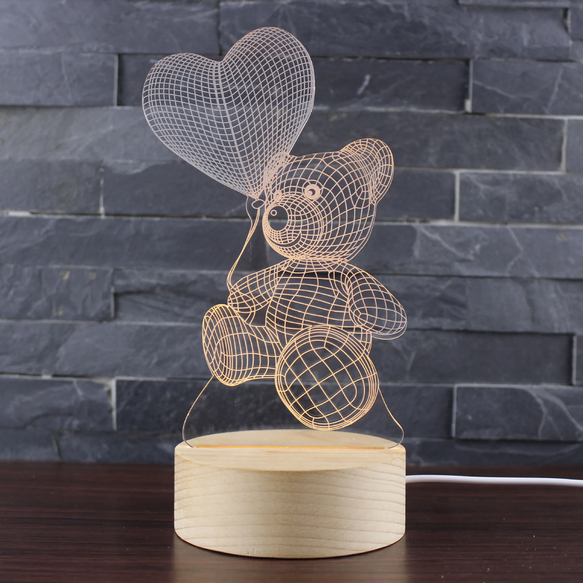 

2018 New Style Building Blocks End Balloon Bear Creative Plug Small Night Lamp 3D LED Valentine's Day KT-C Bedside Table Lamp
