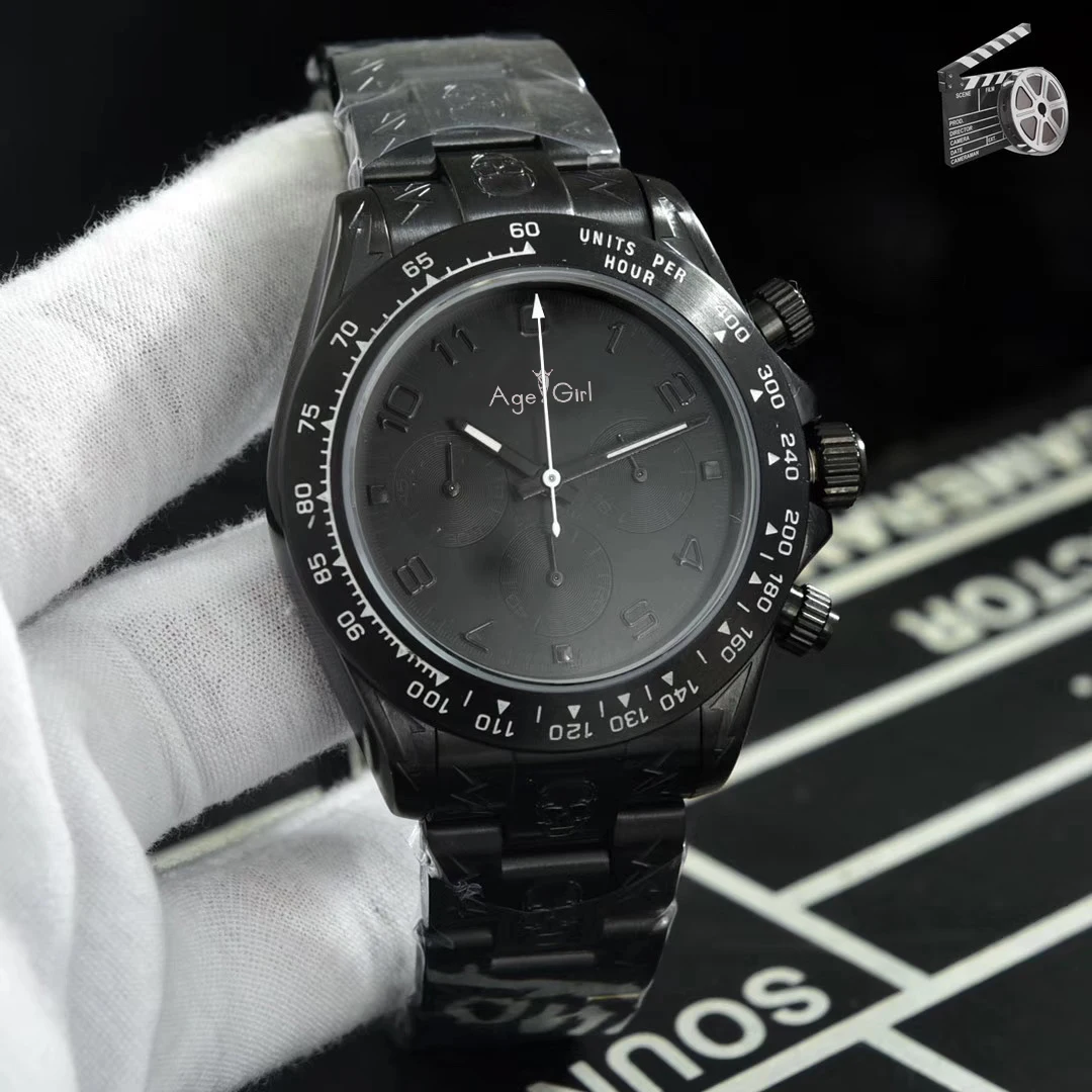 

Luxury Brand New Men Full Black Case Limited Edition Sport 904L Stainless Steel Japanese Quartz Chronograph Sapphire Watch AAA+