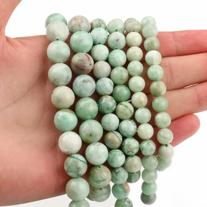 6 8 10 12 mm 15 Inches Natural Stone Green Creastly Beads Round Loose For Jewelry Making components DIY Bracelet Necklace | Украшения и