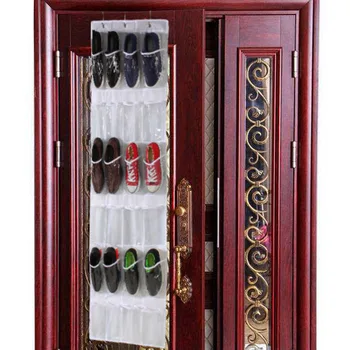 

2pcs Over The Door Shoe Rack Holder Waterproof With Hooks For Closet 24 Pockets Storage Bag Multifunction Non-woven Fabric