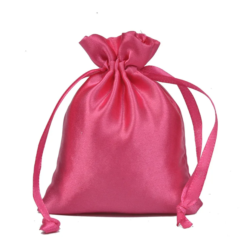50pcs/lot 9x12cm Soft Silk White Satin Pouches Cosmetic Bead Jewelry Makeup Chirstmas Gift Packing Bags Drawstring Pouch Logo