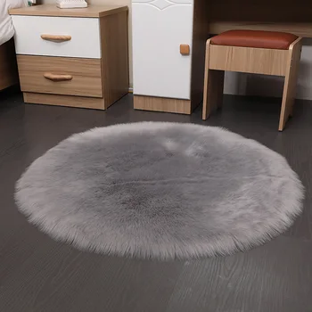 

Plush Carpets Sofa Rugs Coffee Table Blanket Soft Faux Long Fur Wool Carpet Living Room Bedside Mat Door Window Round Rugs