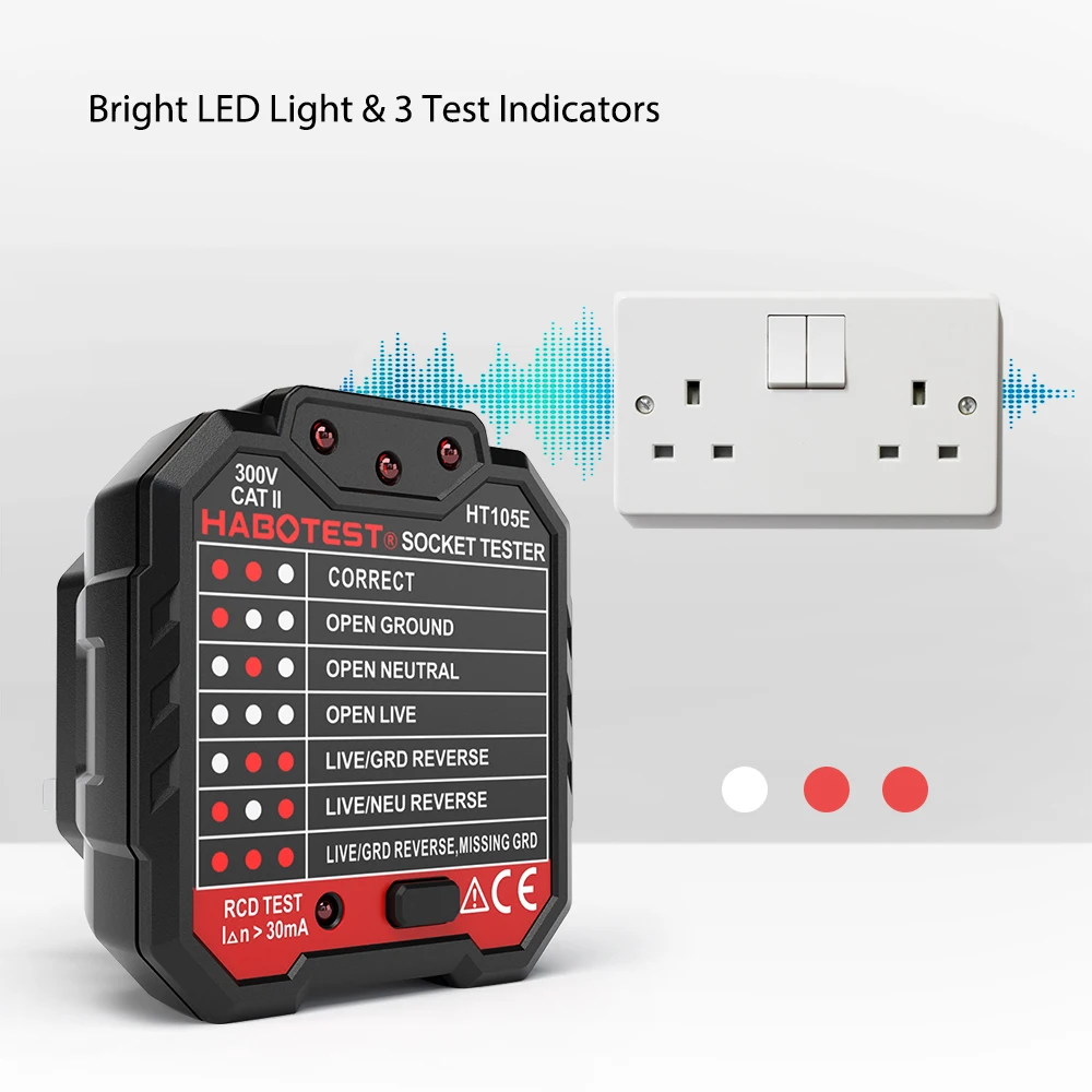 HABO TEST HT105E усовершенствованный RCD тестер электрической розетки детектор линии и