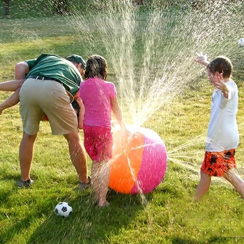 

PVC Water Spray Beach Ball Inflatable For Outdoor Lawn Summer Game Children'S Toy Ball Water Jet Ball With Family Activity Game