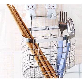 

Metal Hanging Cutlery Holder Drainer Spoon Fork Chopsticks Storage Basket Rack Kitchen Accessories Tools Organizer