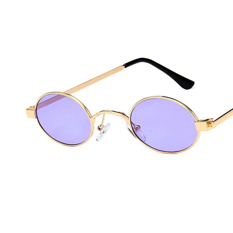 Yoovos Oval Sunglasses Women Brand Designer Vintage Small Round Sunglasses Women Retro Mirror Lunette De Soleil Femme - Цвет линз: GoldPurple