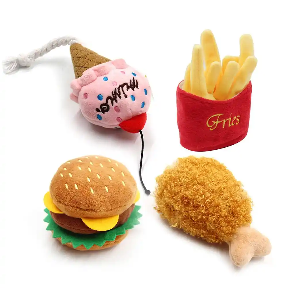 squeaky hamburger dog toy