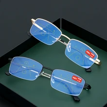 Новые прогрессивные многофокусные очки для чтения голубые световые блокирующие радиационные защитные сверхлегкие очки при дальнозоркости+ 1,0~+ 4,0