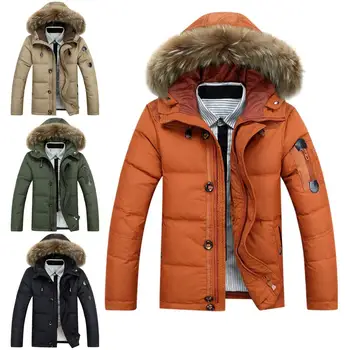 

2019 Fashion High Quality Men Down Coat Winter Warm Hood Thick Waterproof Down Jacket Male Winter Parkas Outerwear