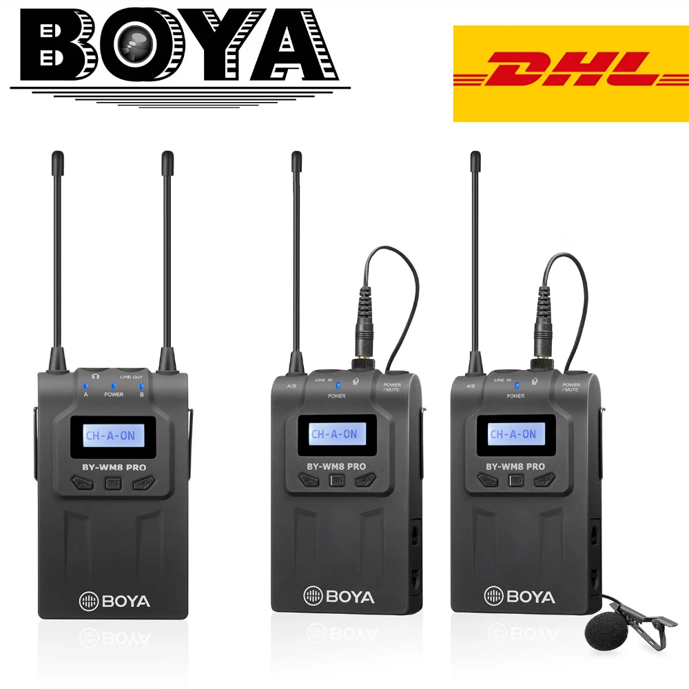 

BOYA BY-WM8 Pro UHF Wireless Lavalier Microphone System for iPhone 8 Video Interview Broadcast Canon Nikon DSLR Camera Camcorder