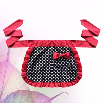 

1pc Half Apron Washable Little Dot Cotton Durable Bowknot Reusable Half Apron for Ladies