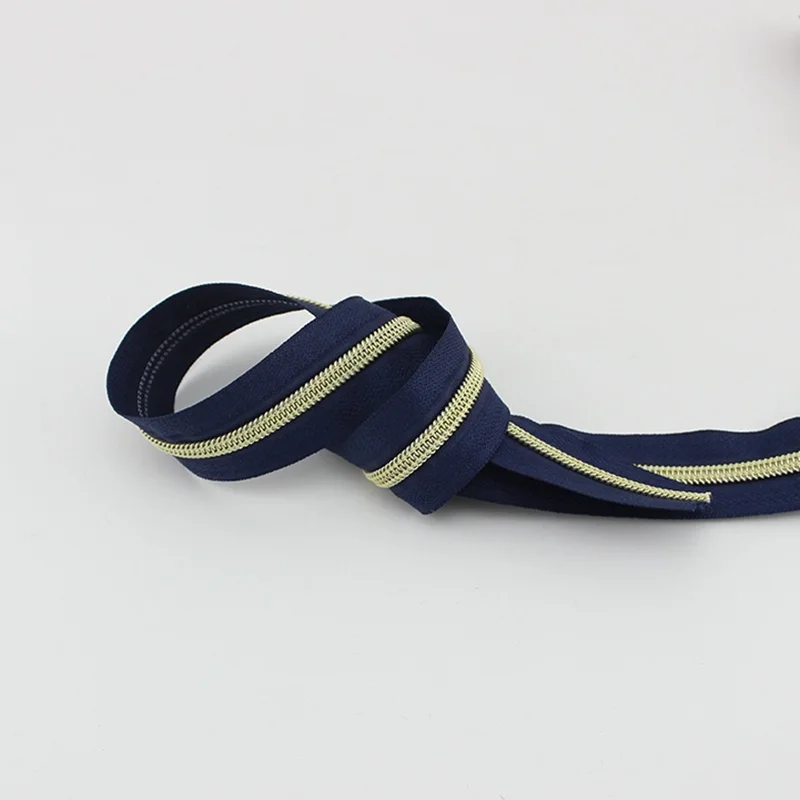 navy gold teeth 30 ярдов 5# нейлоновые зубья молнии, 11 цветов,#5 Пластиковые Золотые и Серебристые зубы молнии для DIY сумки, одежда брюки Швейные - Цвет: navy gold teeth