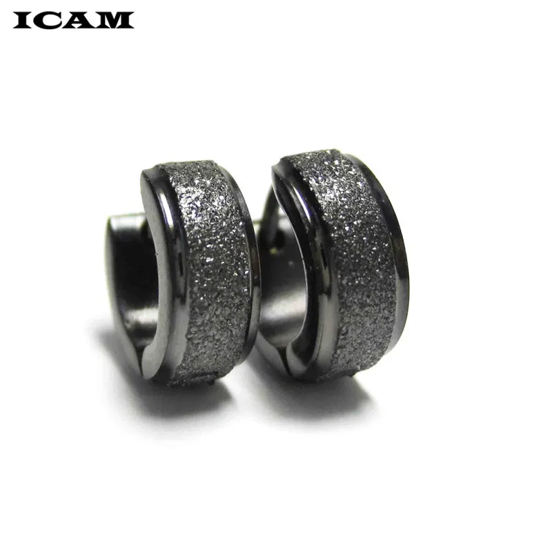 ICAM Панк Черные серьги-кольца для мужчин матовые высококачественные мужские ювелирные изделия из нержавеющей стали
