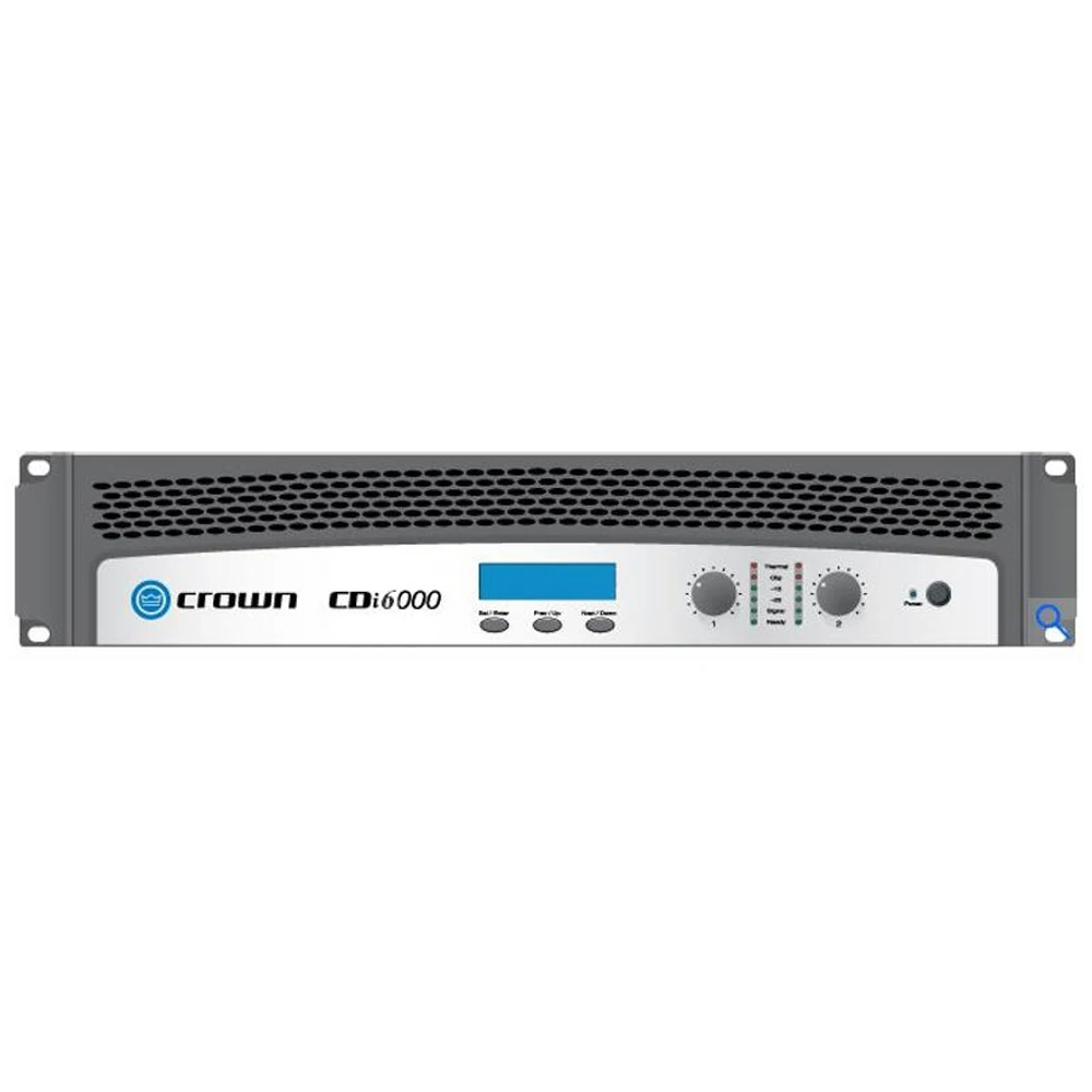Crown CDi6000 2 채널 전력 증폭기, 온보드 DSP, 70V, 100V, 140V 작동, 사용자 정의 프리셋, 4 옴, 2100W