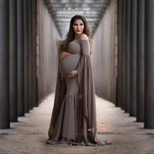 

Sexy Shoulderless Maternity Photography Props Long Dress For Pregnant Women Fancy Pregnancy Dress Elegence Maxi Gown Photo Shoo