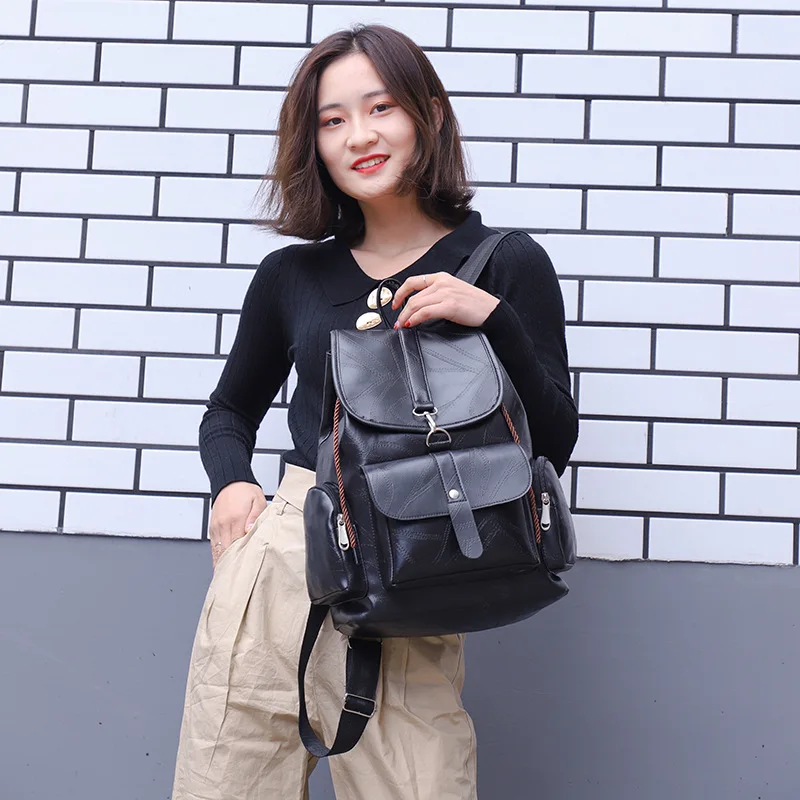 

JIULIN new Female Backpack Women School-Bags Teenager-Girls Large-Capacity New Pu Tide